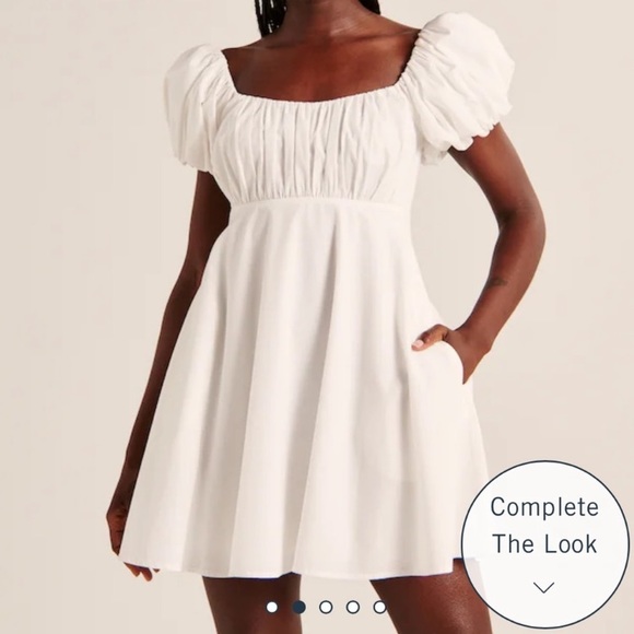 Abercrombie Ruched Puff Sleeve Mini Dress S - Picture 1 of 12